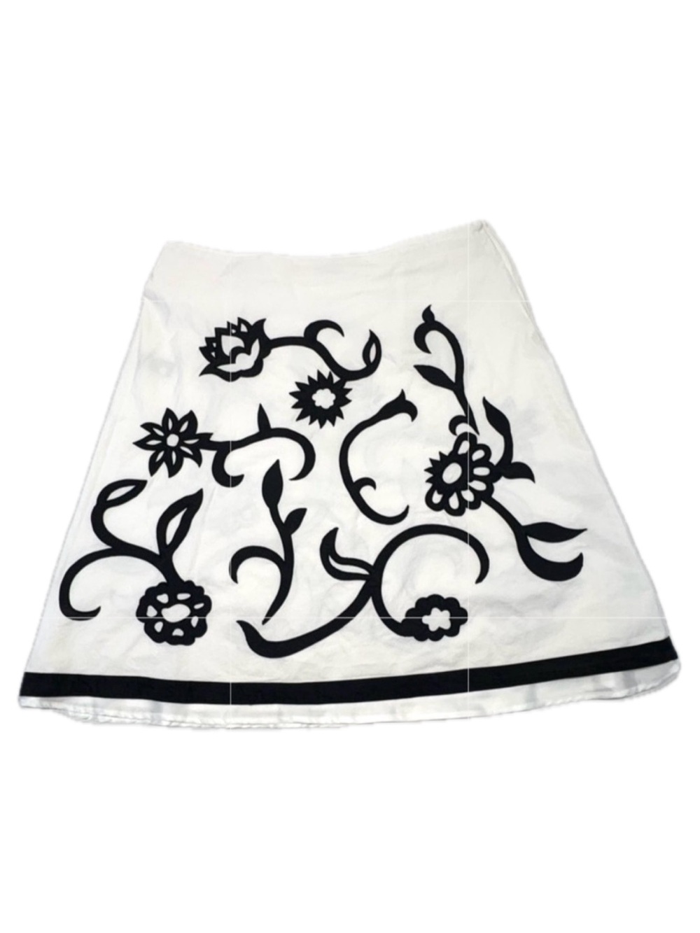 Addition Elle White Black Soutache Floral A Line Skirt Plus Size 22